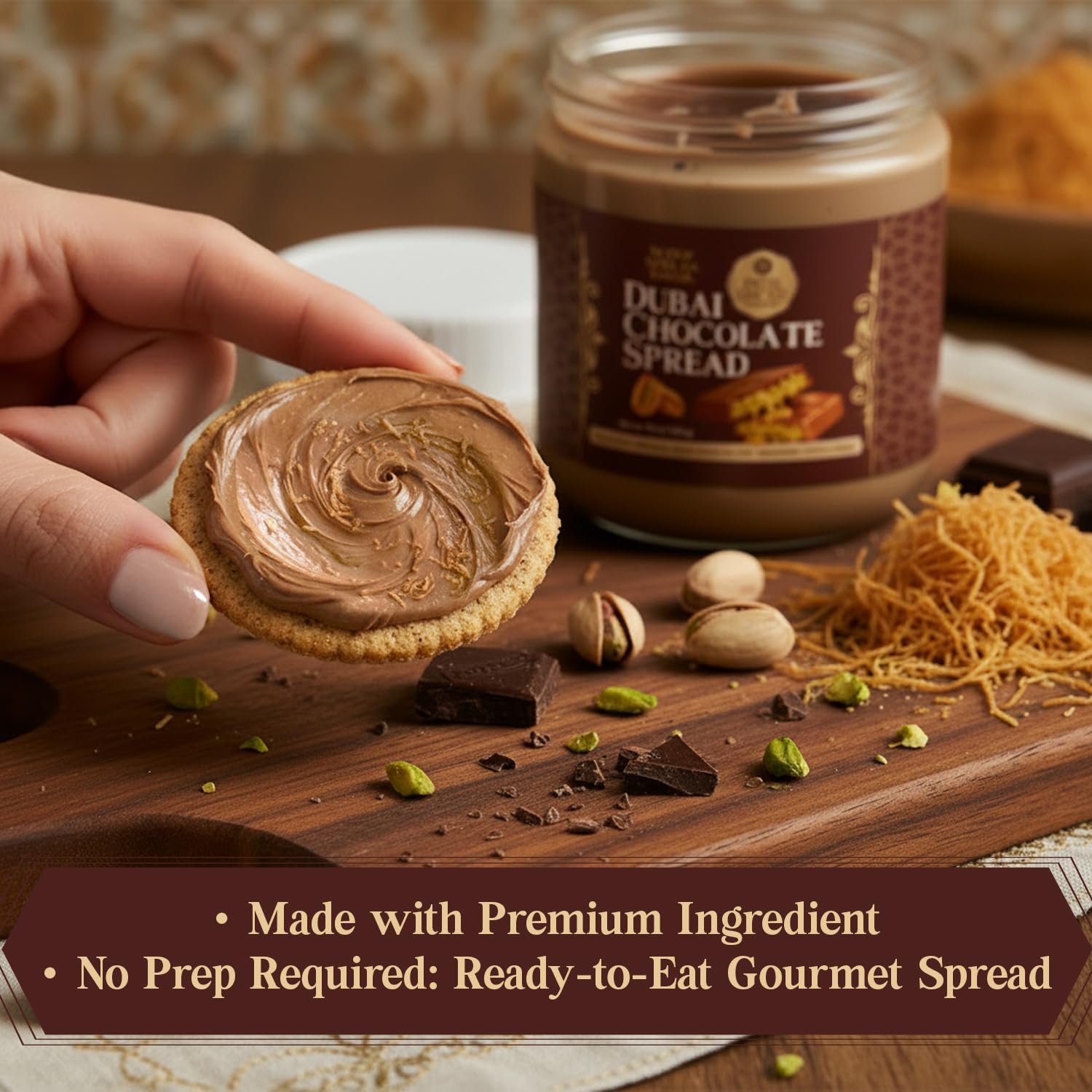 patis savore dubai chocolate spread with kataifi pistachio cream – 8.3oz patis savore dubai chocolate spread with kataifi pistachio cream – 8.3oz