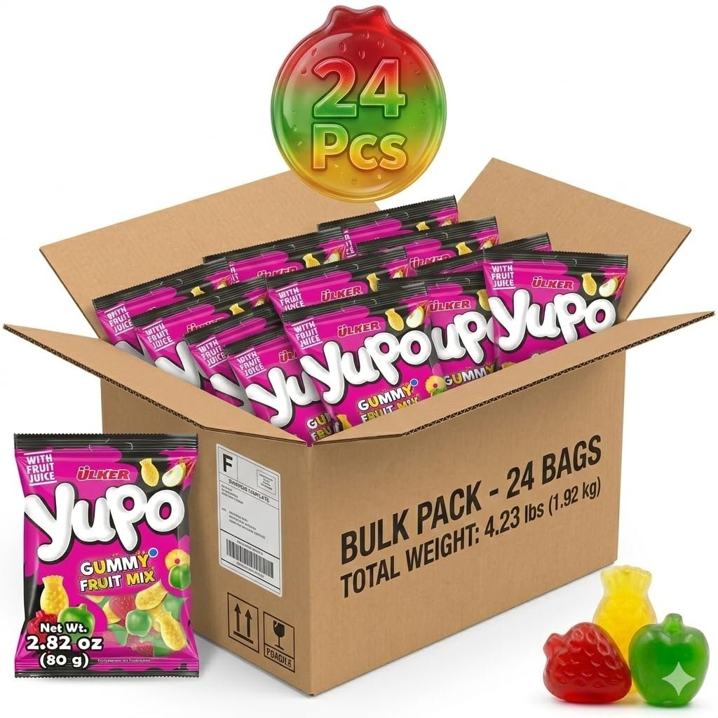 Ülker yupo assorted fruit jelly soft candy (24 pack) fruity delight on the go Ülker yupo assorted fruit jelly soft candy (24 pack) fruity delight on the go