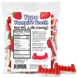 Ülker yupo vampire teeth soft & chewy gummy halloween candy (2.2 lb) spooky & sweet: