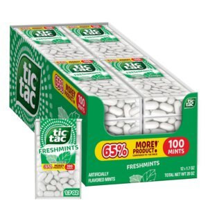 tic tac – freshmint breath mints (12 pack 1.7 oz each – 100 mints per container) – on the go pocket sized mint candy (6)