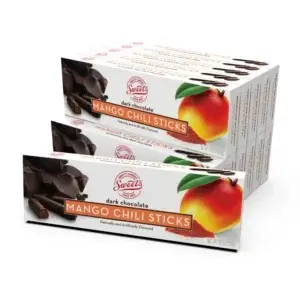 sweet candy company – dark chocolate mango chili sticks (10.5 oz box) – exotic tropical mango jelly with a spicy chili kick in dark chocolate